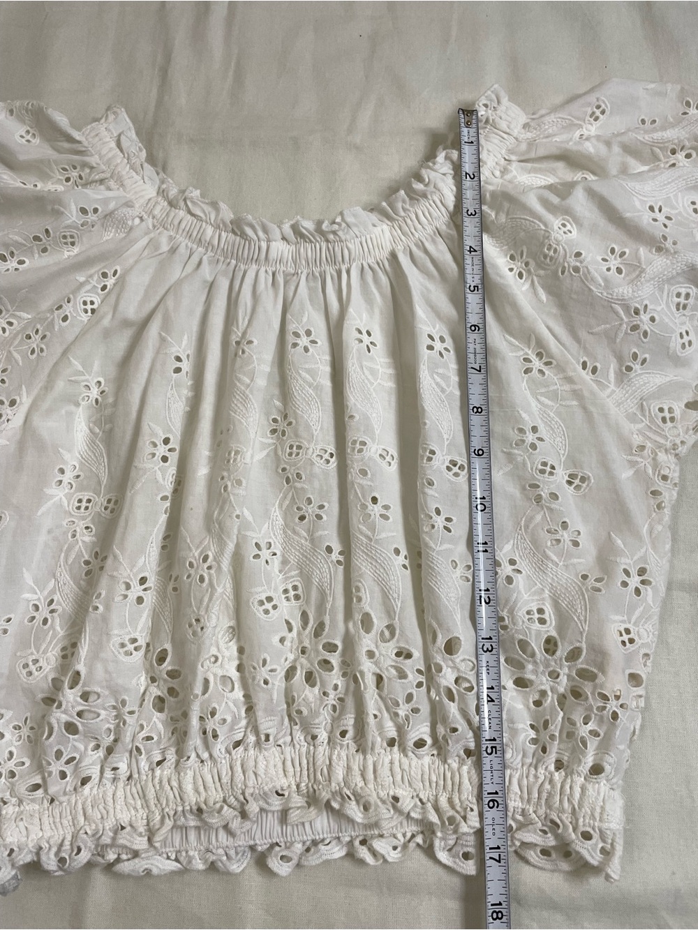 Spell White Broderie Puff-Sleeve Peasant Blouse - Picture 7 of 8